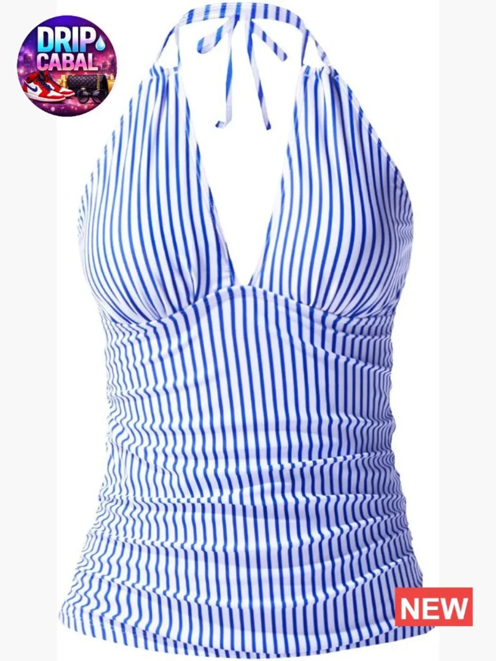 Halter Tankini Top V Neck Tummy Control Swim Top